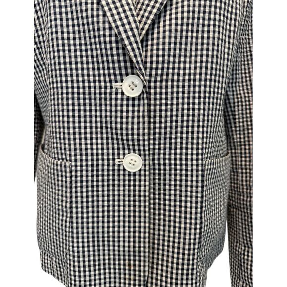 Nine‎ West Gingham Navy White Checkered Blazer Size 6 - Picture 6 of 7